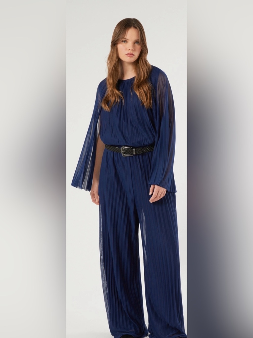 MARINA Black Pleated Jersey Trousers